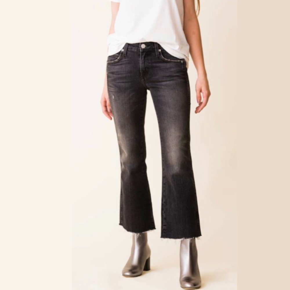 Amo Kick Crop Jeans - washed/distressed black size 27